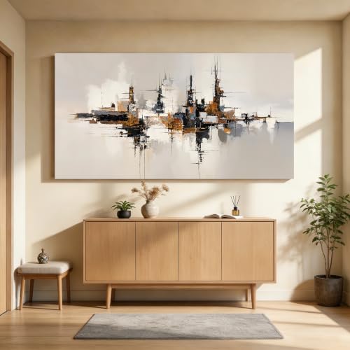 Grey Color Block Abstract Canvas Wall Art - Image 6