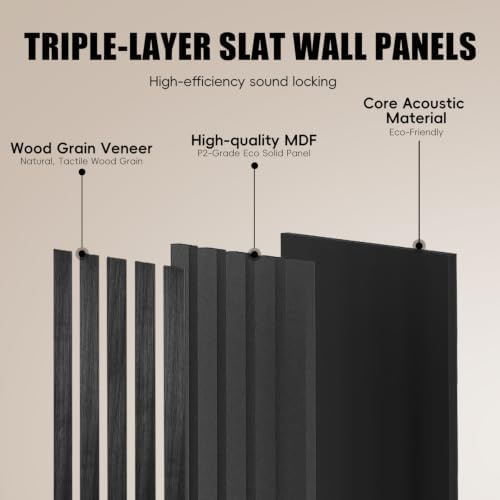 RITOLLO 4 Pack Wood Panels for Wall, 47.2"×23.6" Wood Slat Acoustic Panels for - Image 4