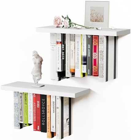 Floating Bookshelves for Wall, Rustic Wood Hanging Wall Bookshelf, Upside Down by BUTUNITA