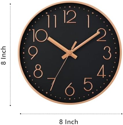 DAXSMY Wall Clock 8 Inch Black Decorative, Battery Operated Silent - Image 3