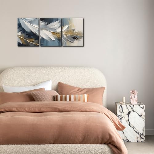 Pacimo Abstract Canvas Wall Art, Feather Pictures Modern Wall Decor - Image 3