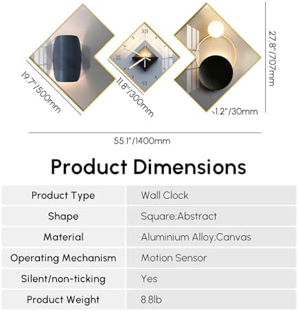 Large 3pcs Geometric Wall Clock - Image 4