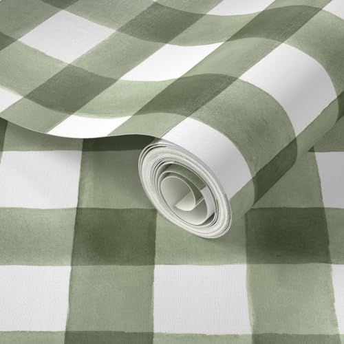 Spoonflower Green Fall Plaid Peel and Stick Wallpaper - Image 2