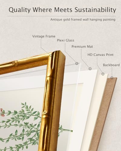 InSimSea Gold Bamboo Framed Wall Art, Retro Lily Botanical Prints - Image 5