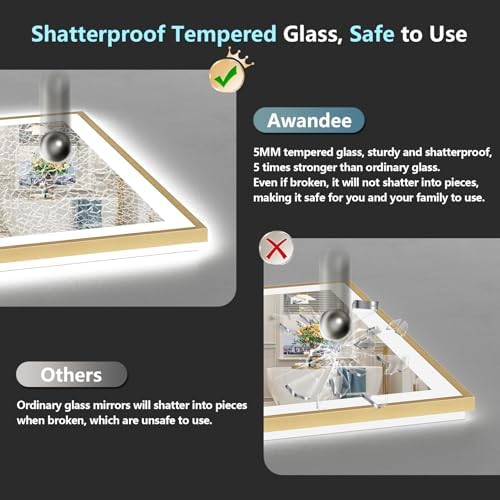 30x36 Gold LED Bathroom Mirror - Image 7