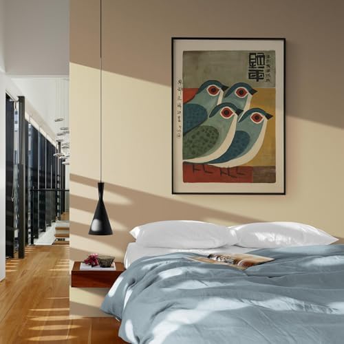 Vintage Japanese Canvas Wall Art Funny Blue Bird Posters Minimalist Animal - Image 5