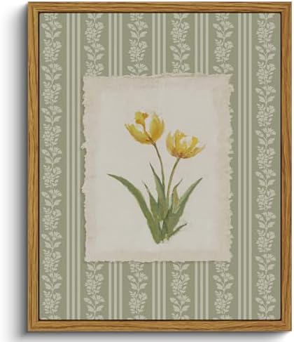 VIYYIEA Framed Yellow Tulip Wall Art Vintage Botanical, 8x10 Inch by VIYYIEAART