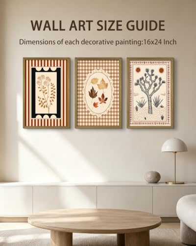 Framed Vintage Botanical Canvas Wall Art Set of 3, Boho Floral Leaf Desert Tree - Image 4