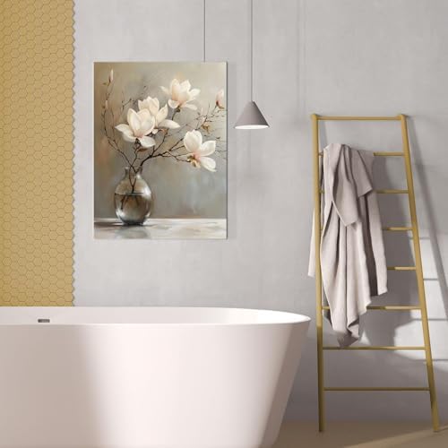 daktenn Floral Canvas Wall Art Bathroom Wall Art Pictures Wall Decor Home Decor - Image 2