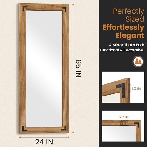 Wood Framed Full Length Mirror for Wall - Image 4