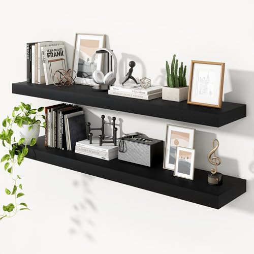 Heimlove Floating Shelves 55.1" W x 10.3" D Black Set of 2 by Heimlove