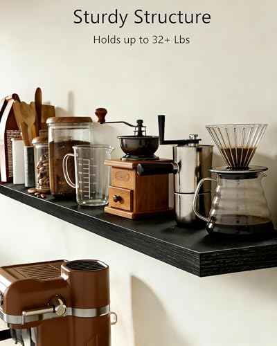 Vervida® Black Floating Wall Shelves 47.2 in Set of 3 Extra Large - Image 3
