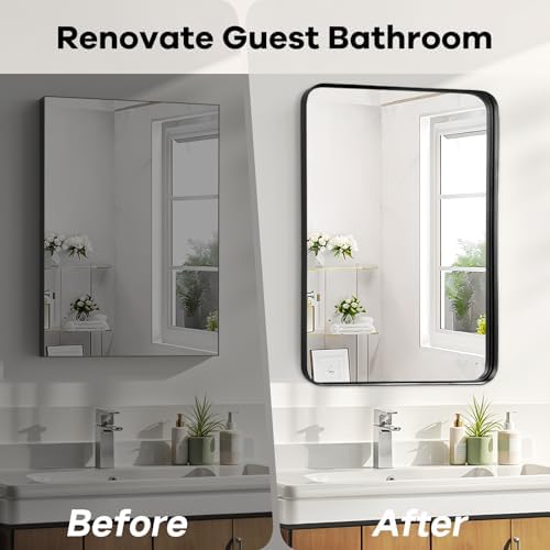 Black Bathroom Vanity Mirror Over Sink 26x38, Large Wall Mounted Mirror - Image 3