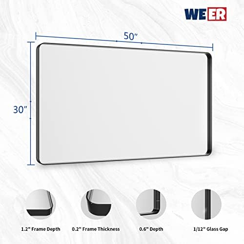 WEER Black Bathroom Vanity Mirror 50X30 Inch - Image 6