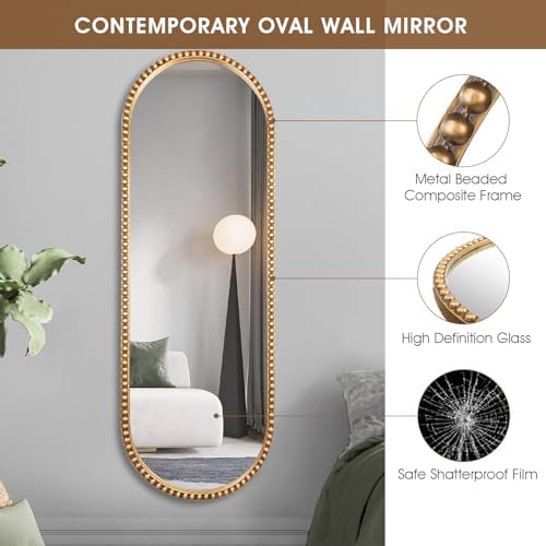 Oval Full Length Mirror, Living Room, Antique Gold - Image 3
