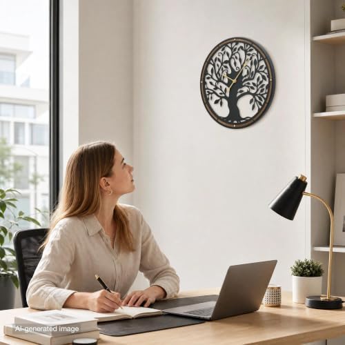 Micasso Large Wall Clocks Decorative: 15 Inch Tree of Life Battery Operated - Image 4