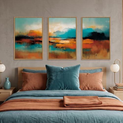 Aryroi Large Abstract Burnt Orange Framed Canvas Wall Art Set- 16"x24"x3 - Image 4