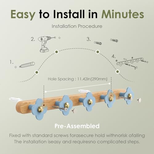 Tindbea Upgreded Heavy Duty Coat Rack Wall Mount - Image 5