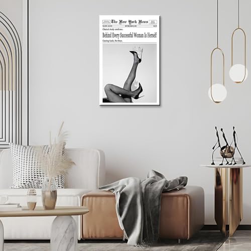 Trendy Black And White Newspaper Canvas Wall Art Behind Every Successful Woman - Image 6
