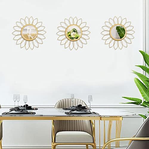 3 Pack Metal Mirrors for Wall Gold Sunburst Wall Mirror Home Decor Wall Art - Image 5