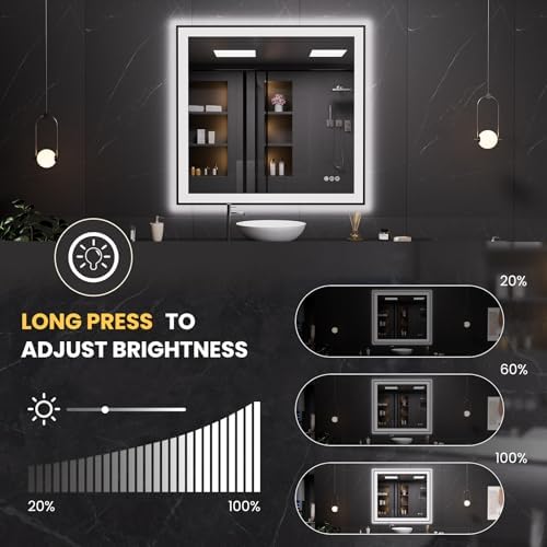 LOAAO 40"X38" LED Bathroom Mirror Black Framed - Image 3
