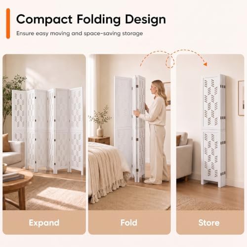 GIANTEX 6 Panel Folding Room Divider, Wood Privacy Screen - Image 7