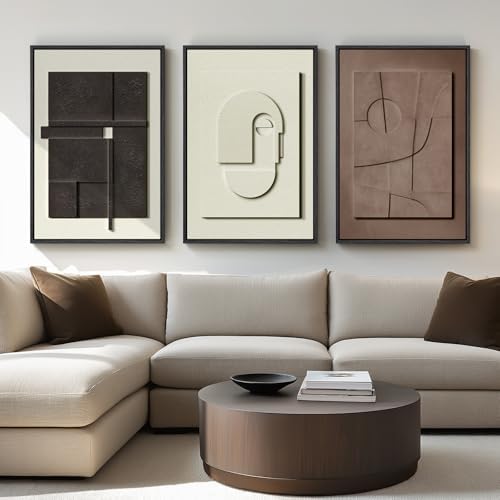 Large 3D Framed Abstract Wall Art Set, 3 Piece Modern Artwork - Image 4