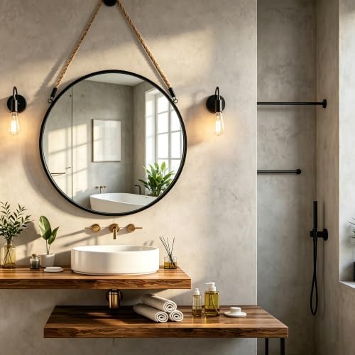 POZINO 20" Round Wall Mirror - Image 2