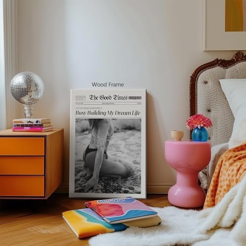 Funky Black And White Newspaper Canvas Wall Art 12x18in Wooden Framed Trendy - Image 6