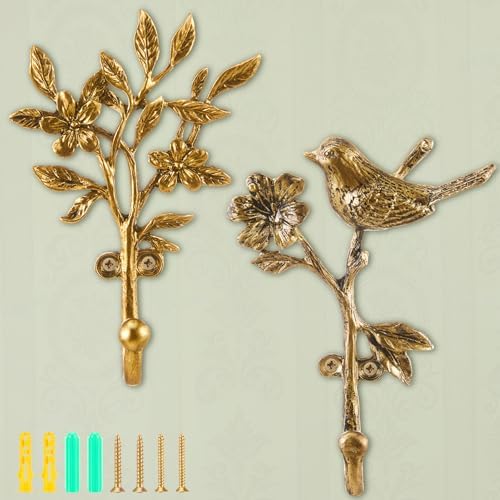 2 Pack Vintage Bird Hooks for Wall Decorative Hooks, 5.5 to 5.9 in by Unknown