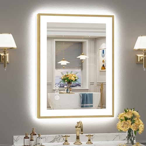 24x32 Gold LED Bathroom Mirror by Awandee