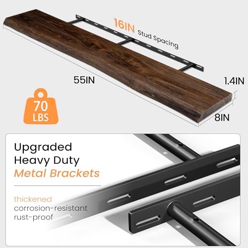 Live Edge Floating Shelves for Wall, Farmhouse Floating Shelf for Living Room - Image 3