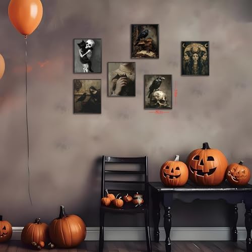 XYHYRA Vintage Gothic Wall Art Set of 6, Dark Academia Witchy Posters, - Image 6