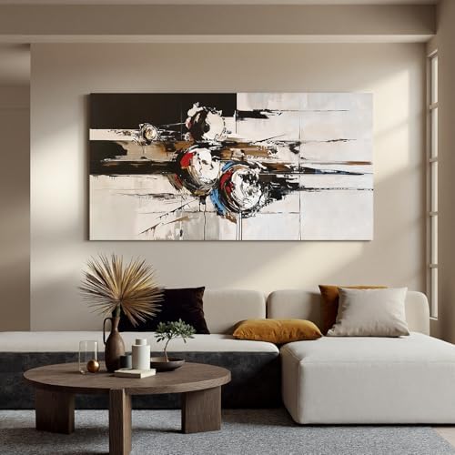 YISXINOAG Black White Abstract Wall Art Modern Industrial Painting 24"X48" - Image 2