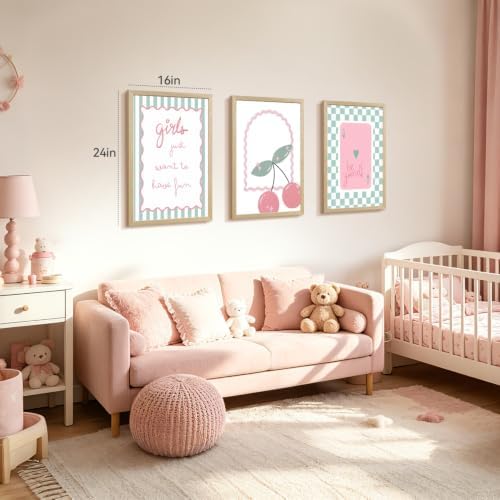YZELY Preppy Girl Room Wall Art Set of 3, Sage Green Coquette Poster Prints - Image 3