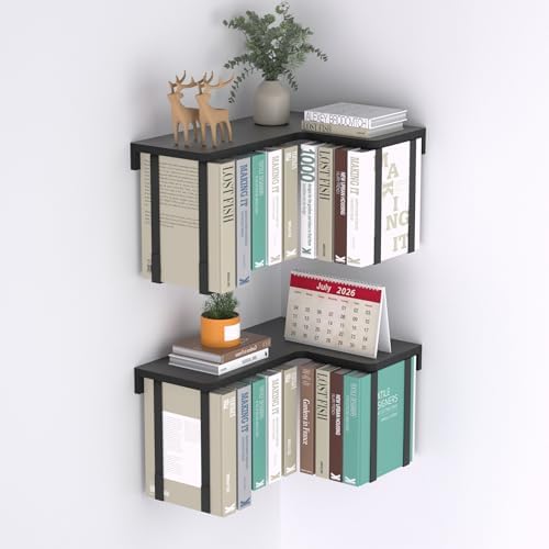 L-Shaped Corner Floating Shelves Set of 2, Floating Book Shelves by Tohiasen