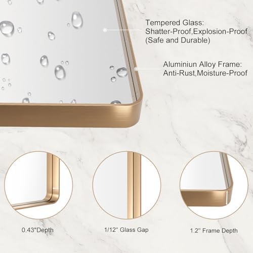 LOAAO 24"X32" Gold Bathroom Mirror - Image 5