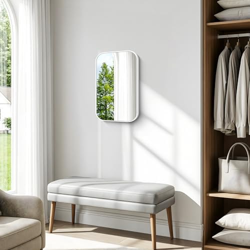 BONEWEI White Bathroom Mirror, 16x24 inch Wall Mirror - Image 7