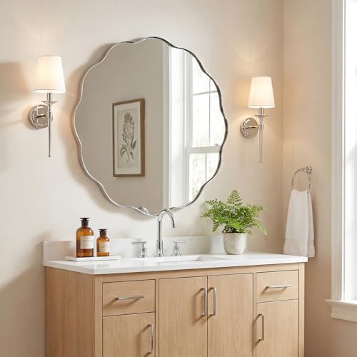 ANDY STAR Chrome Round Wall Mirror 32 inch, Polished Metal Frame Circle - Image 3