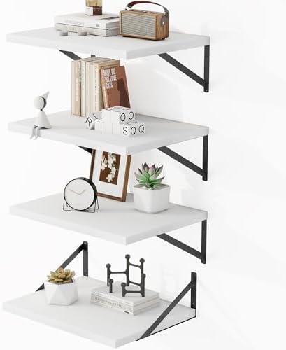 Heimlove 16W x 12D Deep Floating Shelves Set of 4 White by Heimlove