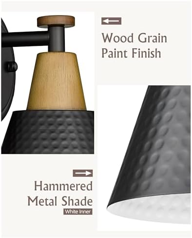 FEMILA Black Wall Sconces, Rustic Industrial Wall Lamps, 1-Light Sconces Wall - Image 3