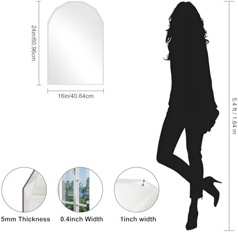 Beveled Arched Mirror, 5mm Tempered Glass, Decorative Frameless Wall Mirror - Image 2