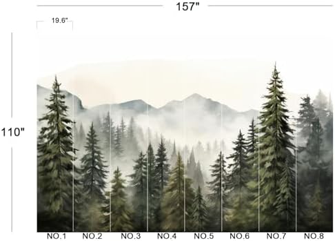 Serene Watercolor Misty Pine Forest Mountain Wallpaper - Image 5