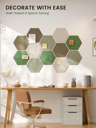 Fluxynara 12-Pack Hexagon Felt Bulletin Board Tiles, Moss Haven - Image 6
