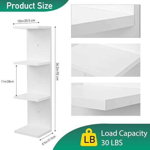 4 Tier Wall Shelf Unit, Vertical Column Floating Storage Home Decor Organizer - Image 3