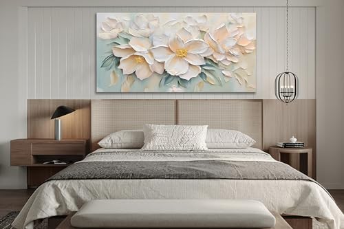Anolyfi Large White Floral Canvas Wall Art - Image 7