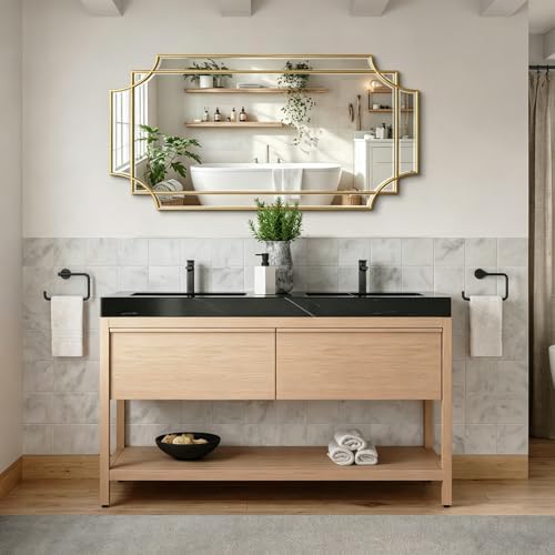 47"x24" Large Gold Rectangle Beveled Mirror - Image 3