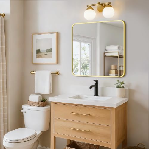 Vanity Bathroom Mirror, 30”x30” Gold Bathroom Mirror - Image 6