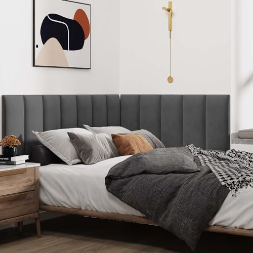 IFNOW Wall Mounted Headboard, Peel and Stick Panels, Dark Grey - Image 4