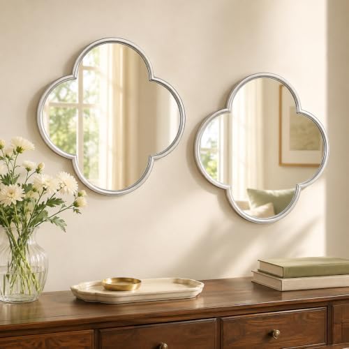 Glass Clover Mirror Set of 2, Non-Distortion Wall Decor Mirrors by OPULINEA